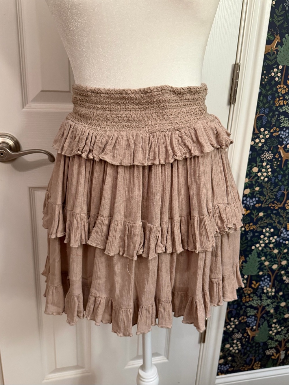 Papermoon Taupe Ruffle Tiered Mini Skirt